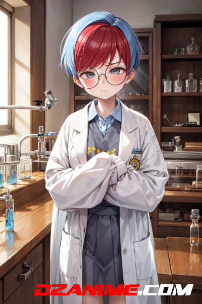 01191-2105336814-masterpiece,best quality,1girl,tomboy,Penny,short hair,blue hair,red bangs,gray eyes,glasses,round eyewear,oversized labcoat,sle.png